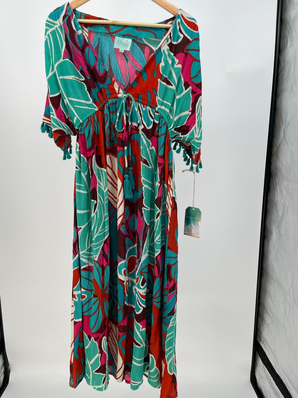 True Destinations Swim Beach Coverup Long Dress Adjustable Waist Size Small